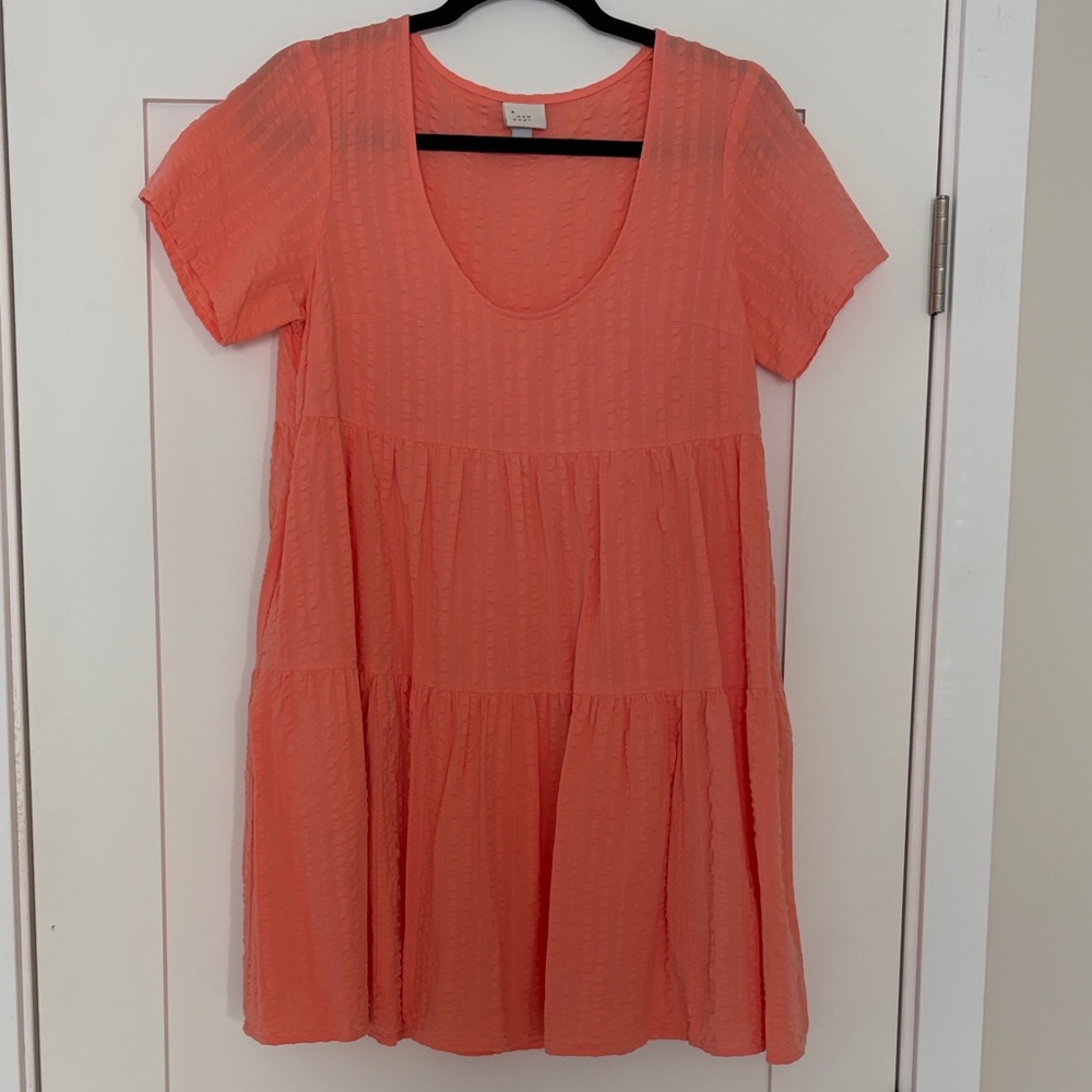 A New Day Vibrant Coral Babydoll Dress XS